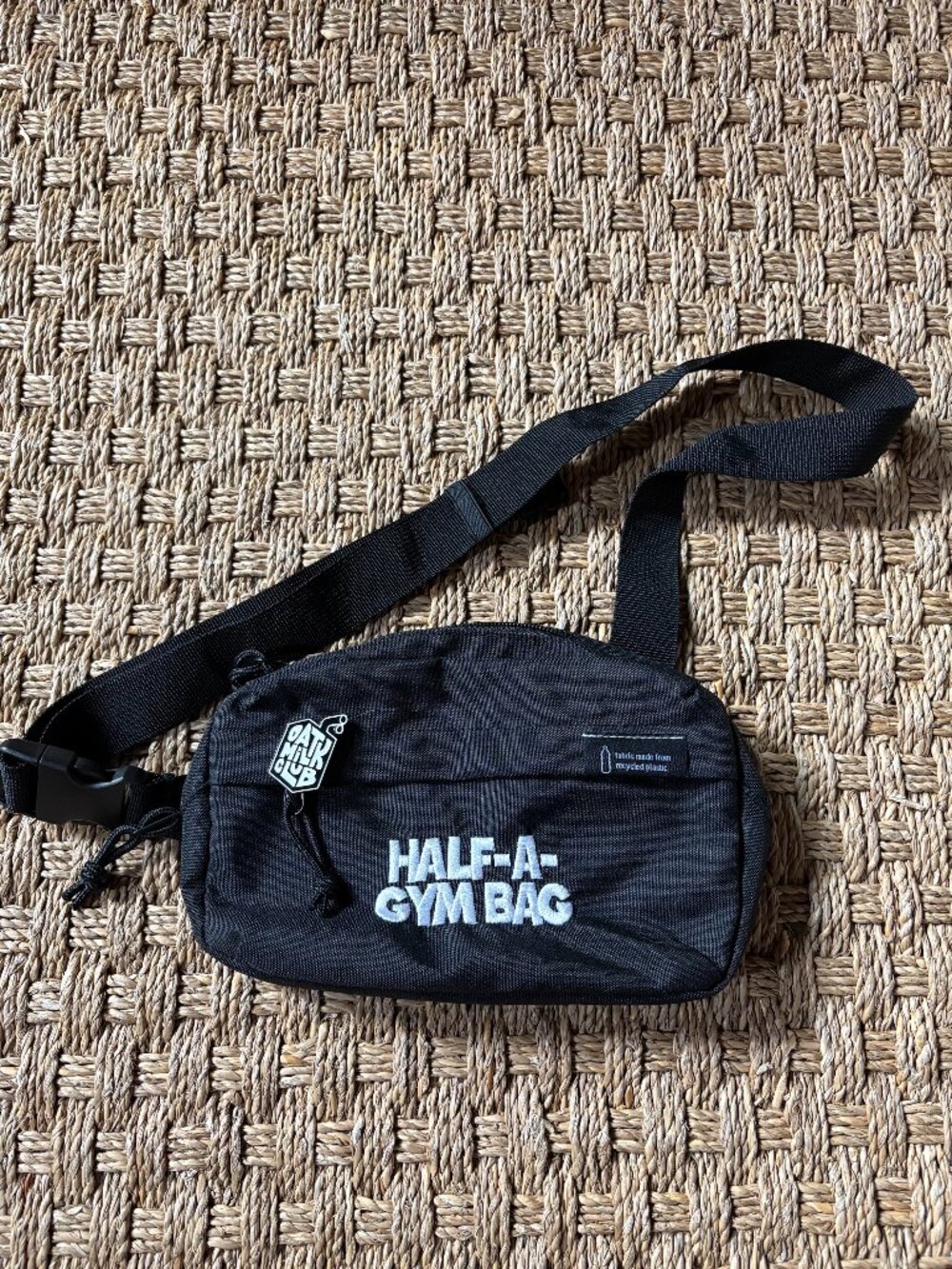 NWOT Oatly promo Half-A-Gym waist bag in black & white